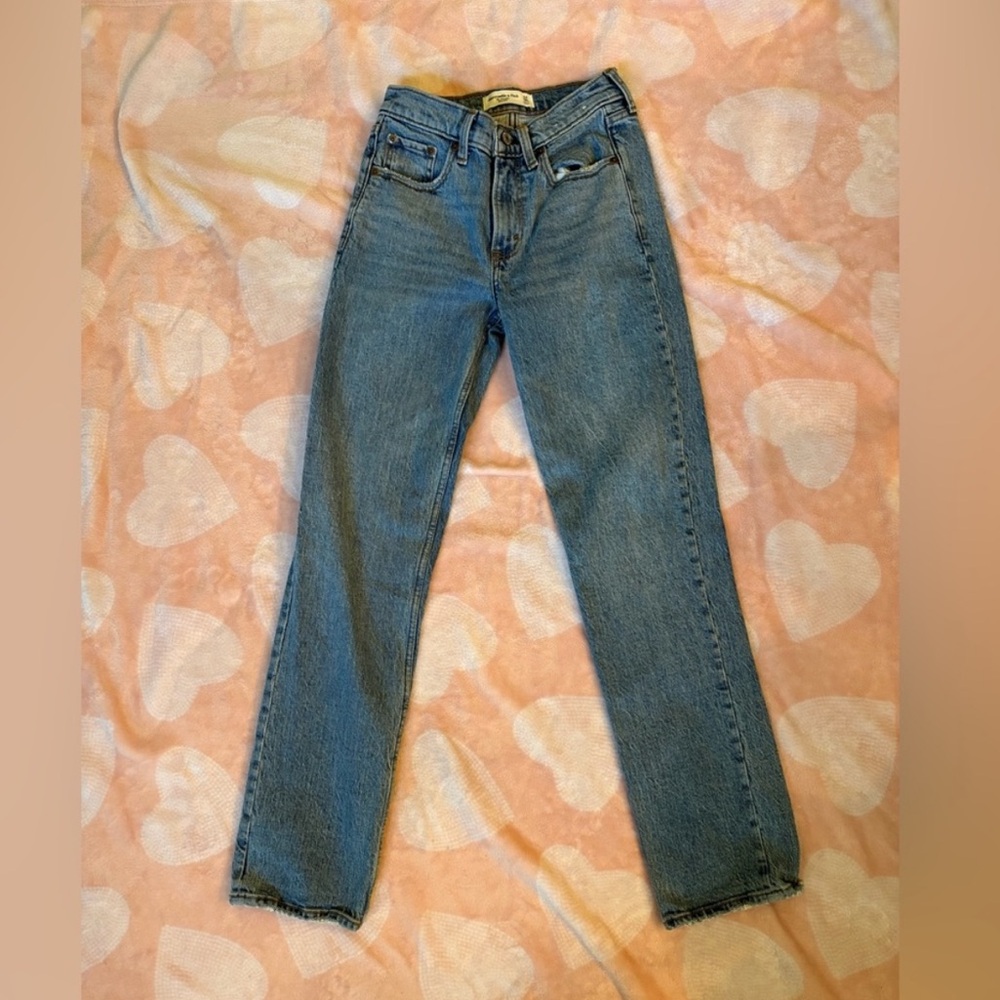 Abercrombie & Fitch Light Blue Straight Leg Jeans - Picture 3 of 4